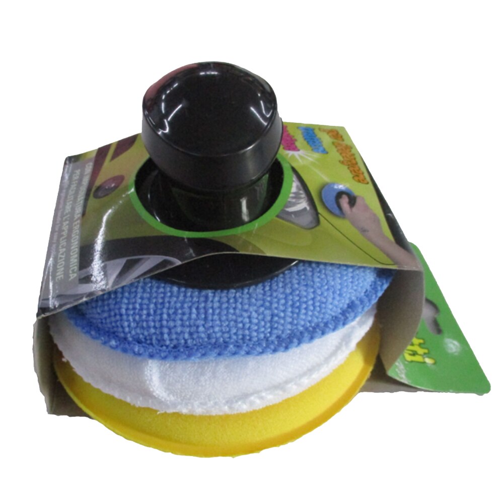 Car Beauty Waxing Sponge Block Round Sponge Pad With Handle Car Plating Crystal Polishing Hand Tool Kit For Car Polisher