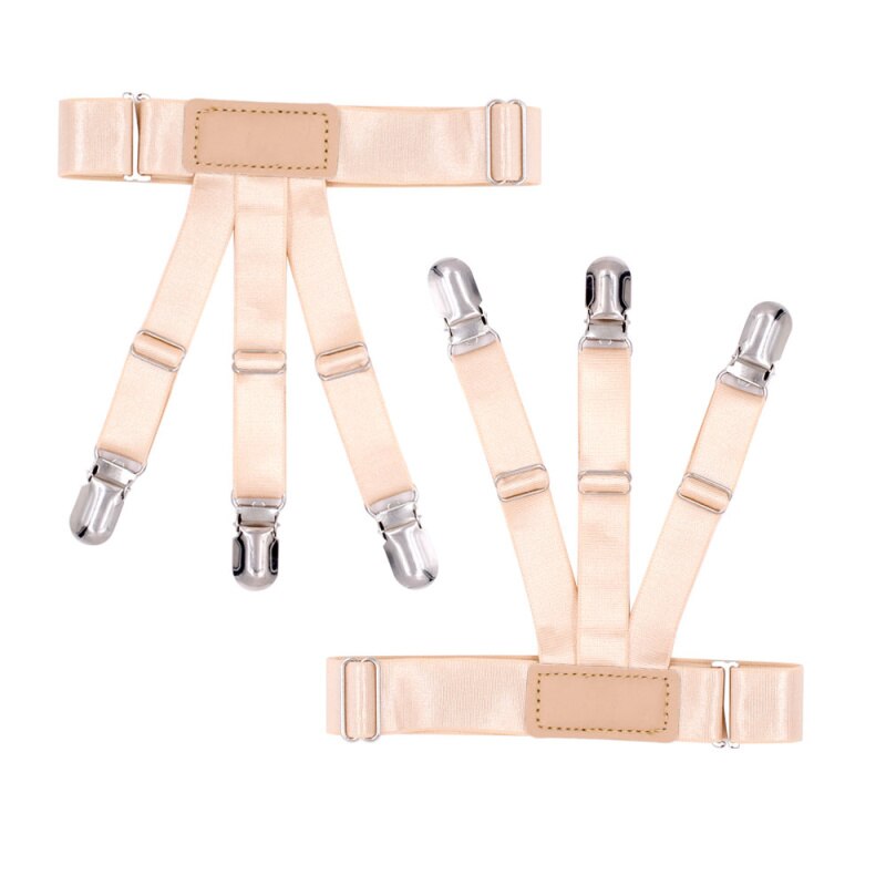 Shirt Stays Holder Gentleman Leg Suspenders Braces Skin color Elastic Uniform Business strap Shirt Garters 1pair MR1136