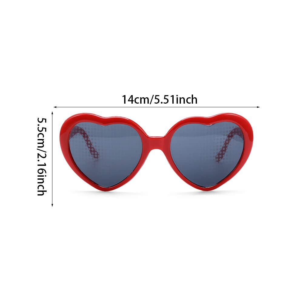 Las luces en forma de corazón se convierten en gafas de efectos especiales de amor, gafas de amor por la noche, gafas rojas, gafas de sol de , para mujer
