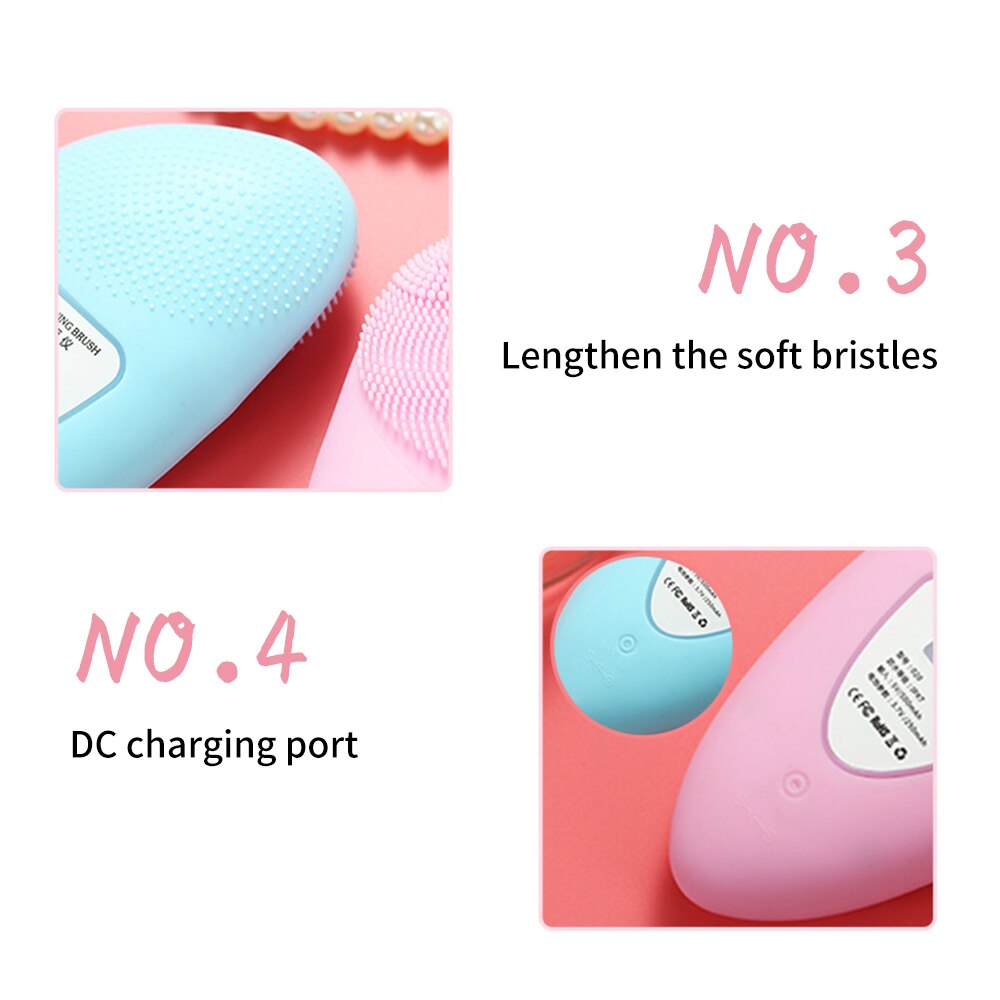 Ad ultrasuoni Elettrico di Vibrazione Del silicone Viso Spazzola di Pulizia Della Pelle di Rimozione di Comedone del Poro più pulito strumento di Pulizia di Massaggio