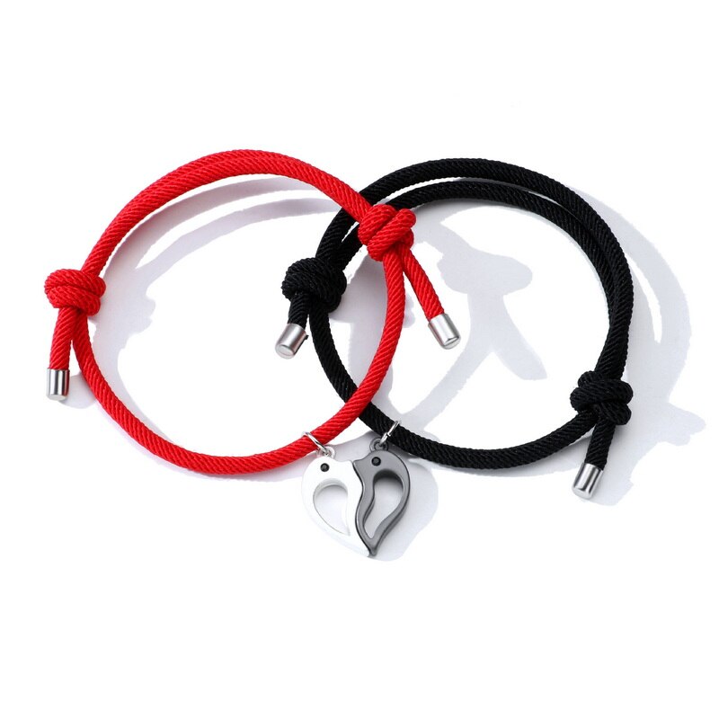 2 Teile/satz Herz Anhänger Magnetische Armbinde Für Frauen Männer Gepaart LGBT Regenbogen Knoten Seil Paar Armbinde Machen Wünschen Karte Schmuck: BR21Y0300