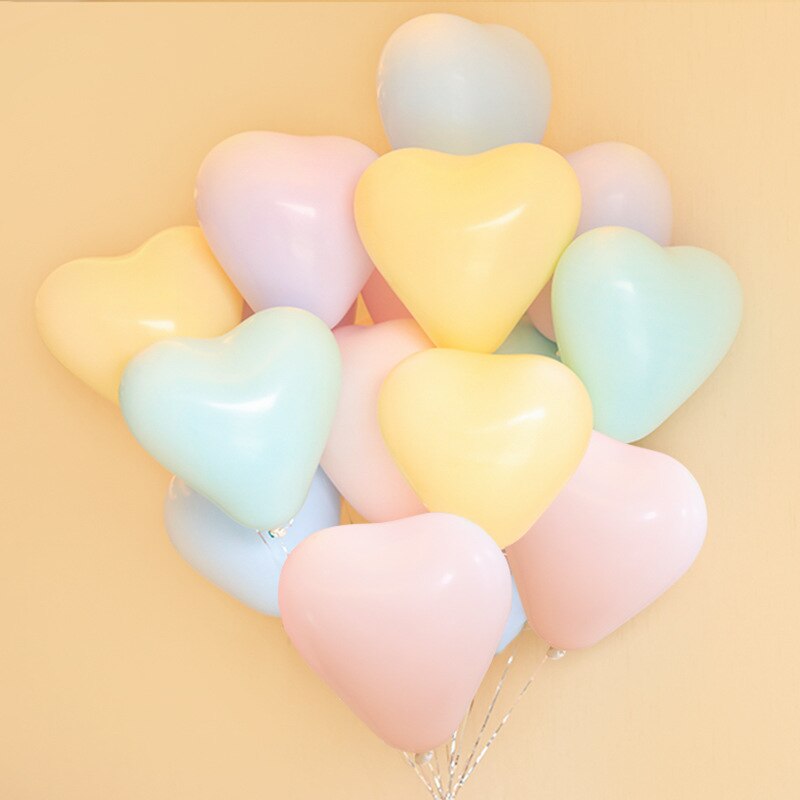 100 stk 10 '' hjerteform pastelballoner latex diverse slikfarvede balloner til valentinsdag bryllupsfest dekoration: Bland farve