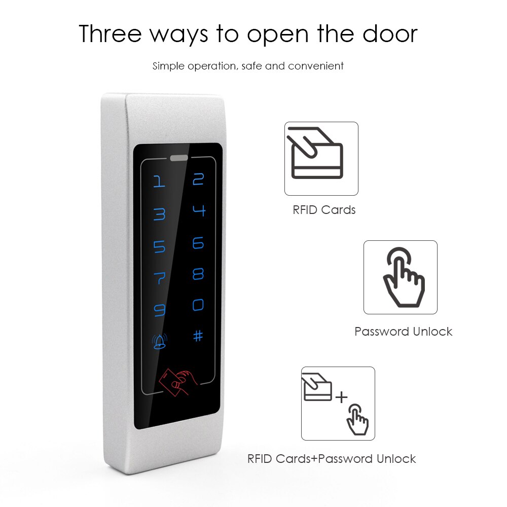 Metal Backlight Touch Access Control Keypad RFID 125Khz/13.56Mhz Waterproof Access Control Machine Wiegand 26/34 output