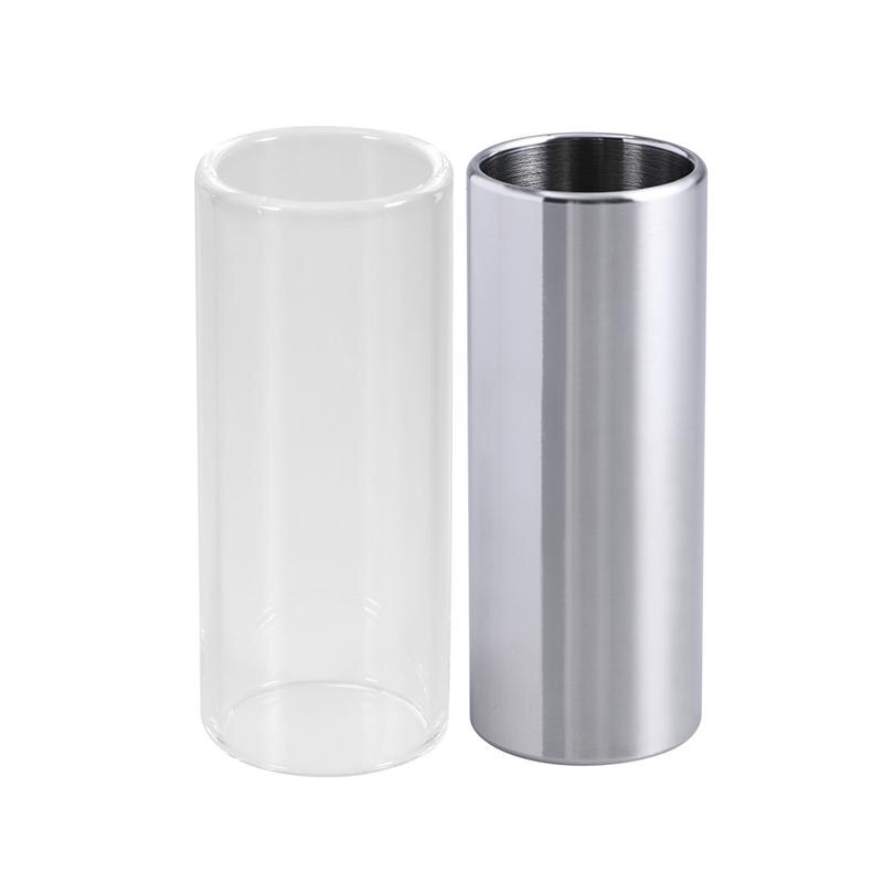 2Pcs 60MM Glass Slide and Stainless Steel Slide Medium Bottleneck Slide for Guitar Bass Guitar Accessories Parts