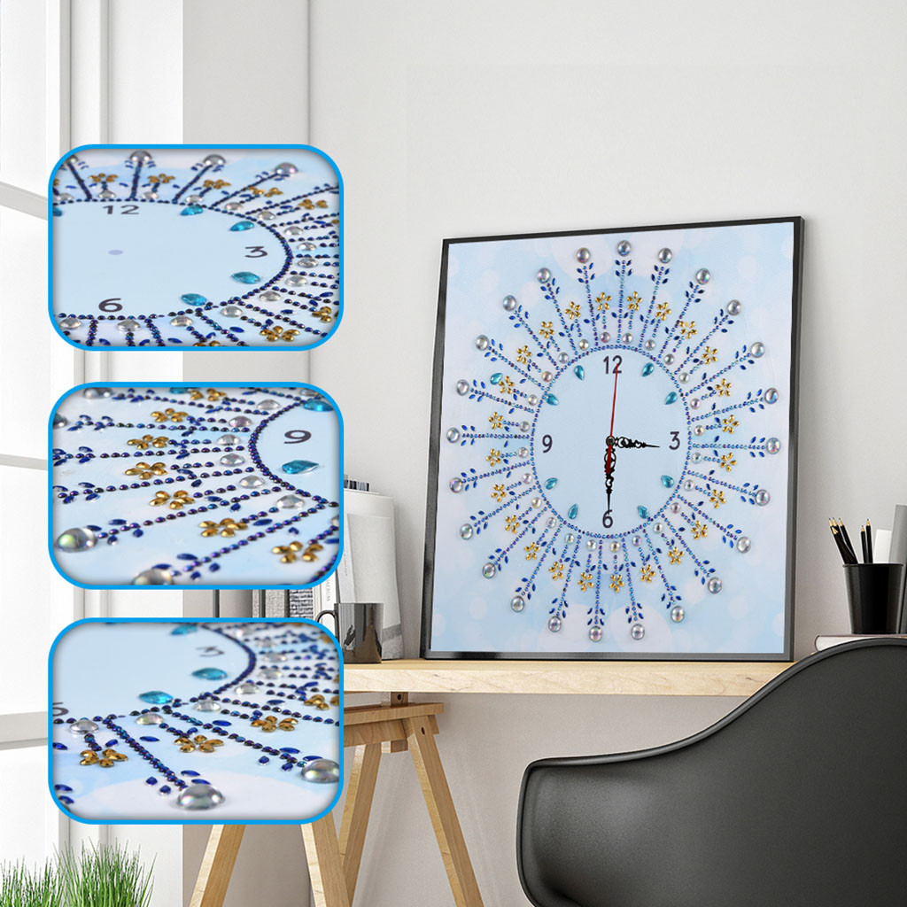 Reloj de pared de punto de cruz con pintura de diamantes Forma especial DIY 5D, manualidades con bordado de diamantes, decoración de lienzo, reloj, recién llegado 325: B
