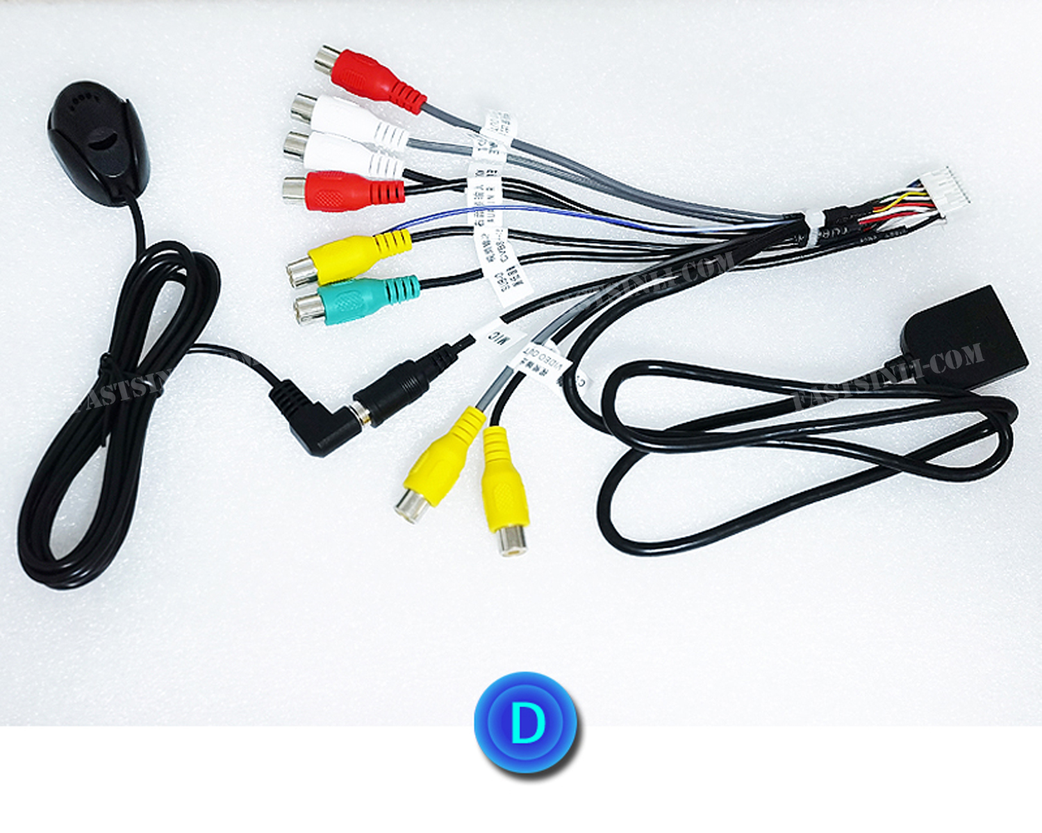 Microphone USB GPS Rear View Camera RCA Output AUX SIM Card Slot Radio Converter 16PIN 4G Power Cable For Car Navigation