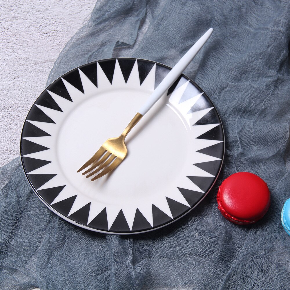 8 Inches Geometrische Steak Plaat Nordic Creatieve Eenvoudige Ronde Westerse Platen Ontbijt Taart Vruchten Schotel