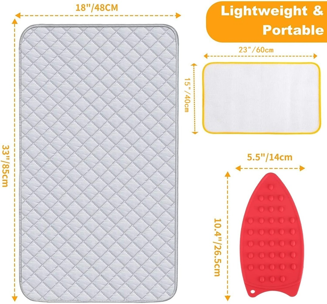 19 x 33,5 Zoll Bügelecke, Bügelmatte, kleiner Fußabdruck, tragbare Reise-Bügelunterlage für Waschmaschine, Trockner, Tischplatte, Arbeitsplatte: Weiß
