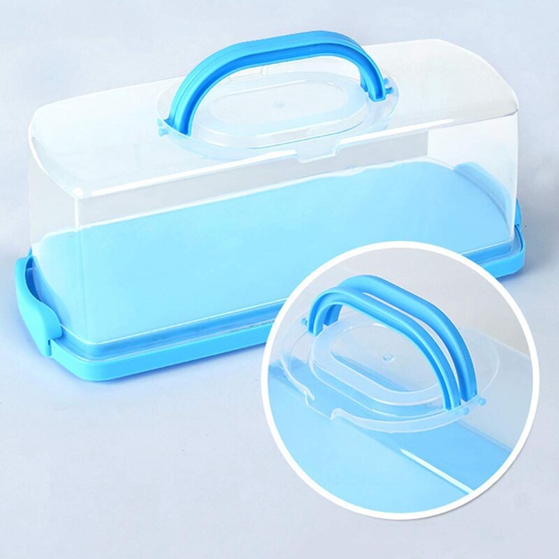 Portable Bread Box with Handle Loaf Cake Container Plastic Rectangular Food Storage Keeper Carrier Translucent Dome 13Inch
