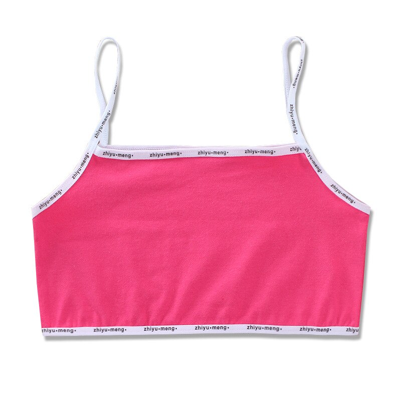 8-16Y Girls Breathable Underwear Cotton Bra Sling with letters for Kids Teenager Training Small Vest: rose red