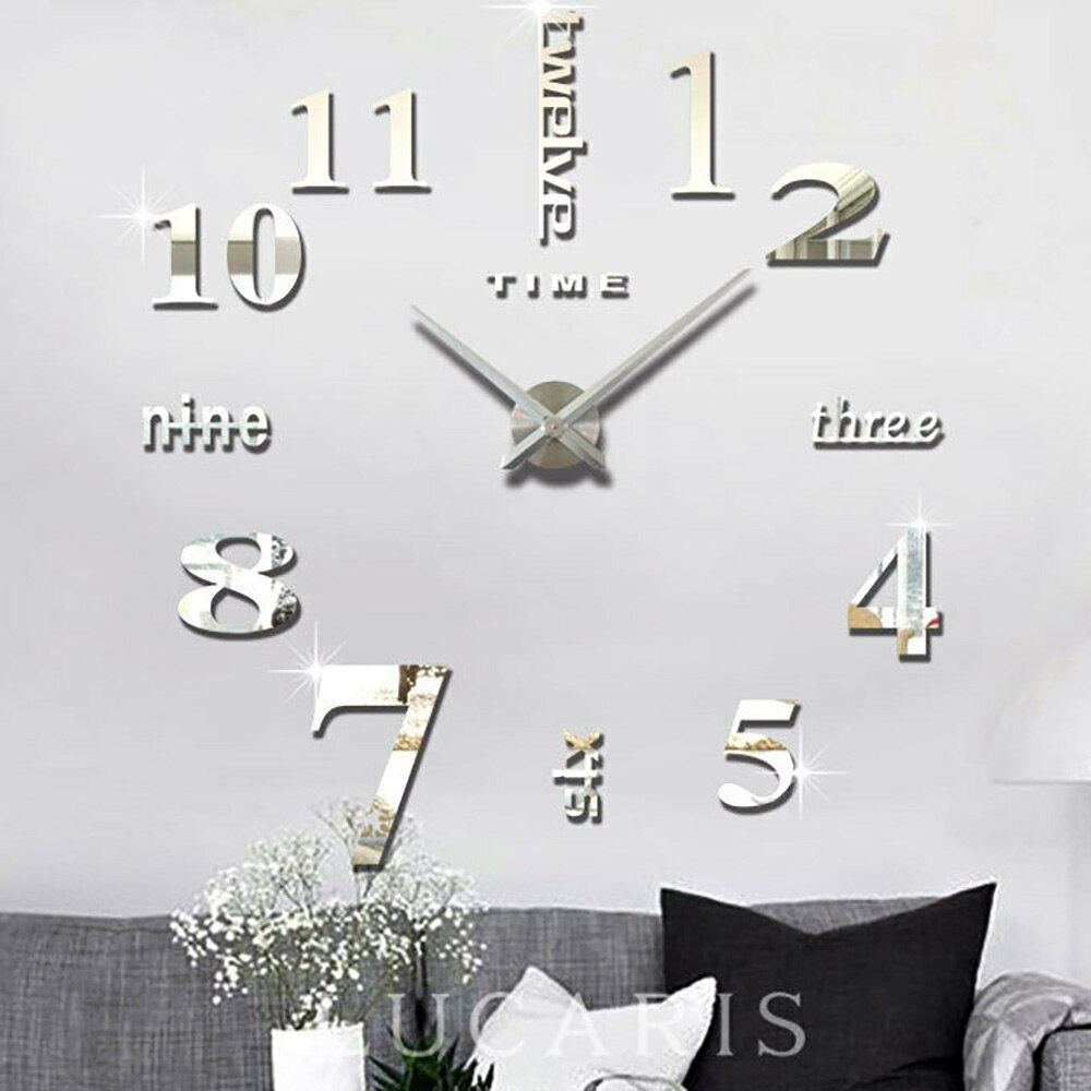 Top 3d vægur reloj de pared kvarts ur moderne diy ure stue store dekorative horloge murale klistermærker
