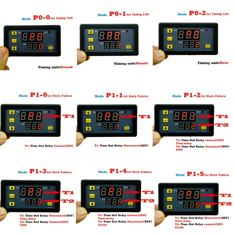 Timer Delay Relay Module Dual Digital LED Display Time Switch 0-999s 0-999m 0-999h Adjustable