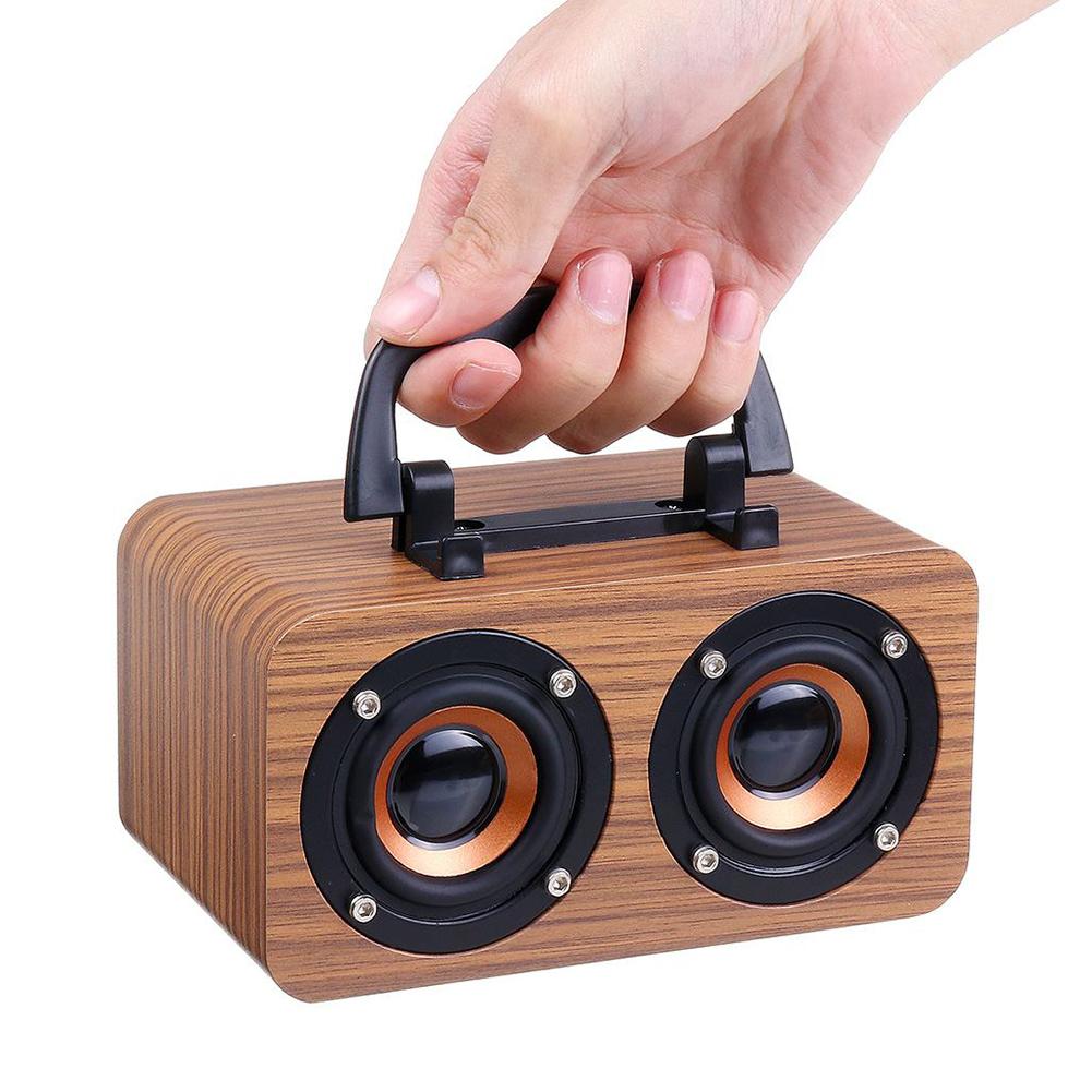 Retro Wooden Wireless Desktop Bluetooth Speaker Phone Holder USB Rechargeable Portable Convenient Durable Stereo Bass Player