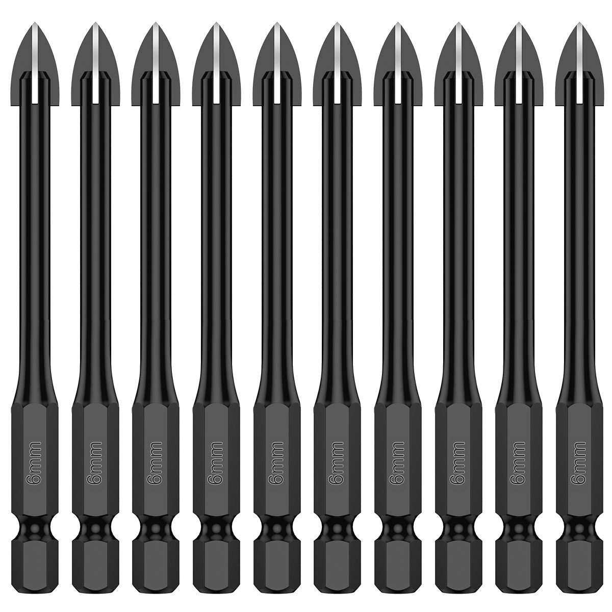 Juego de brocas para hormigón, juego de brocas para mampostería de 5/6/8mm, juego de brocas de carburo de tungsteno para perforación de azulejos/cerámica/vidrio/ladrillos, 10 Uds.: Naranja