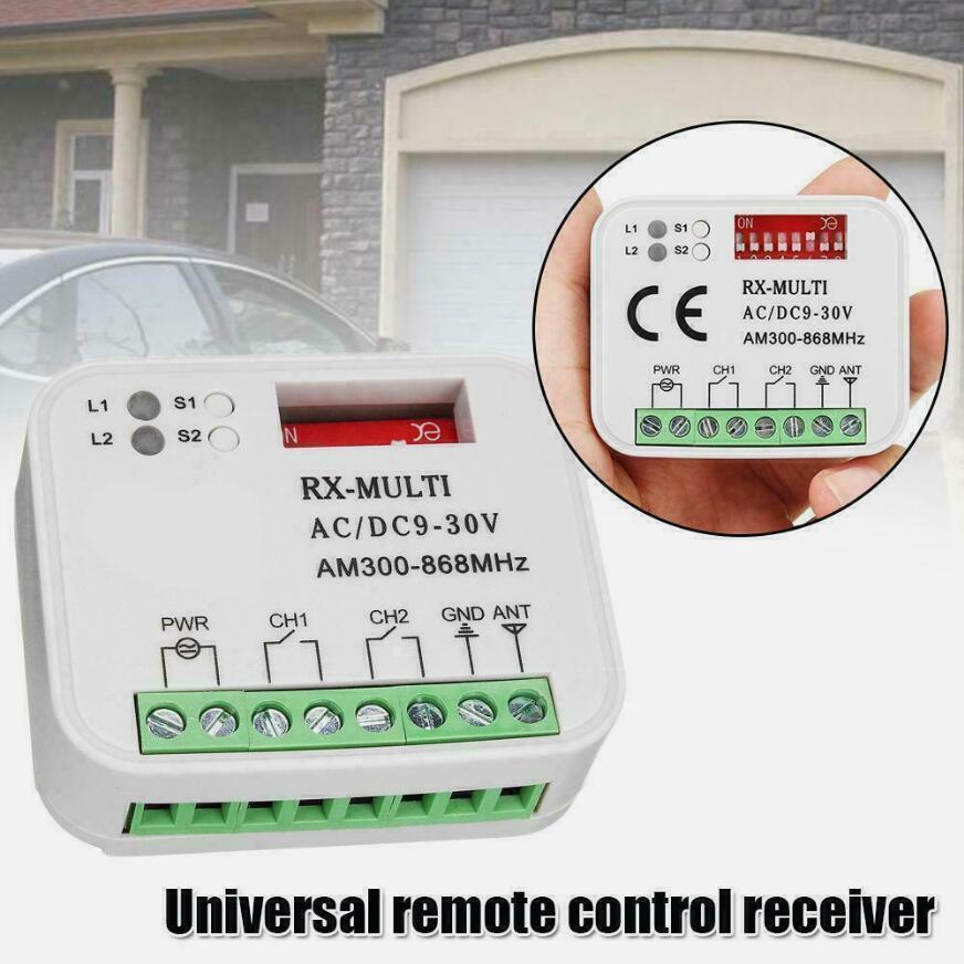 Rx Multi 433 Een 900 Mhz 300-868Mhz Ac Dc 9-30V Universele Afstandsbediening Garagedeur Ontvanger 2 Kanalen Poort 868Mhz Barrière Fob