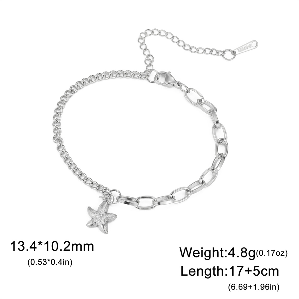 My shape trendy armbånd med muslingeskal og søstjerner til kvinder i rustfrit stål med dobbelt lag vedhæng, håndkæde, valentinsdagssmykker