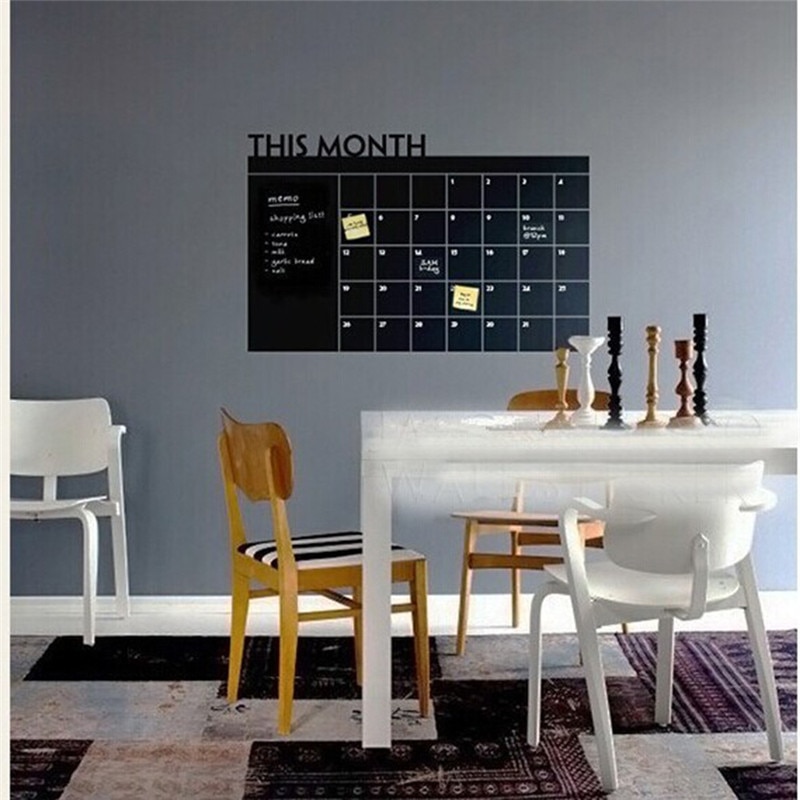 Pegatina de pared de calendario mensual, adhesivo de vinilo extraíble, para oficina y escuela, 60x92cm
