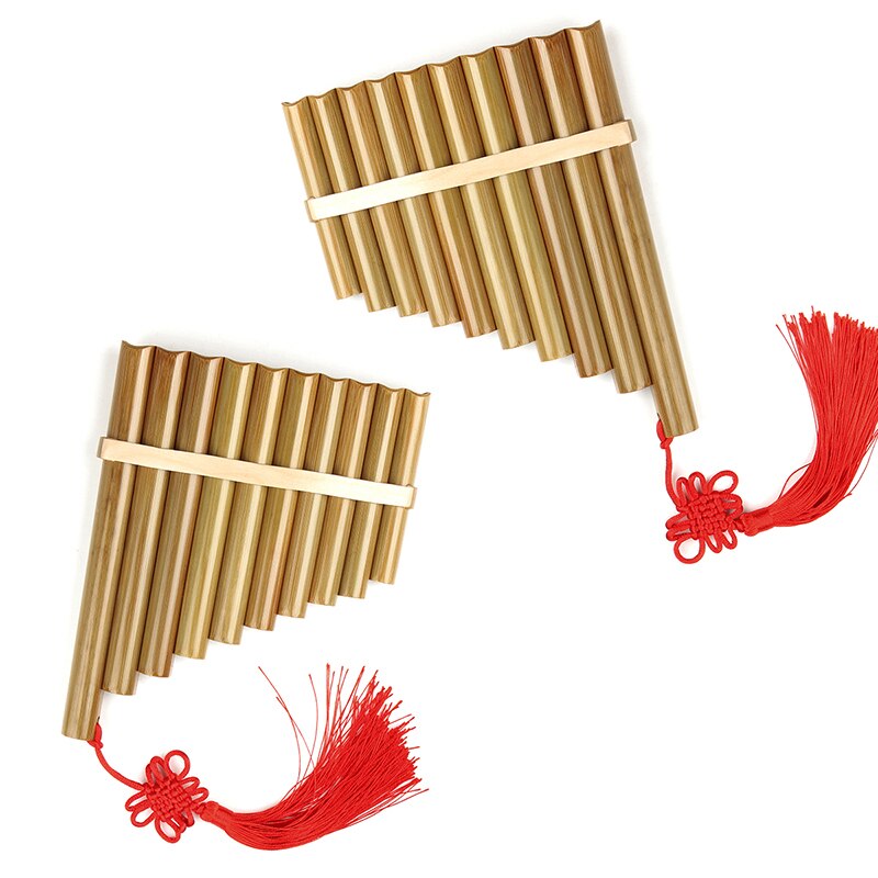 Bruin Handvat Maat 10 Buizen Pan Fluit Originele Kleur Pan Pijp Chinese Traditionele Muziekinstrument Handgemaakte Houtblazers Instrument