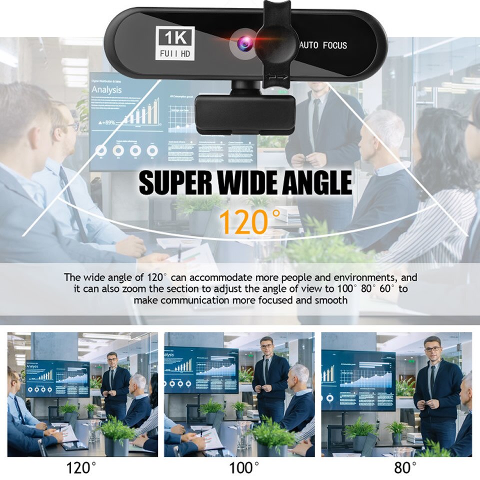 Webcam 1080P 2K 4K con microfono conferenza PC Webcam Autofocus USB Web Camera Laptop Desktop per ufficio riunione Home Full HD Webcam