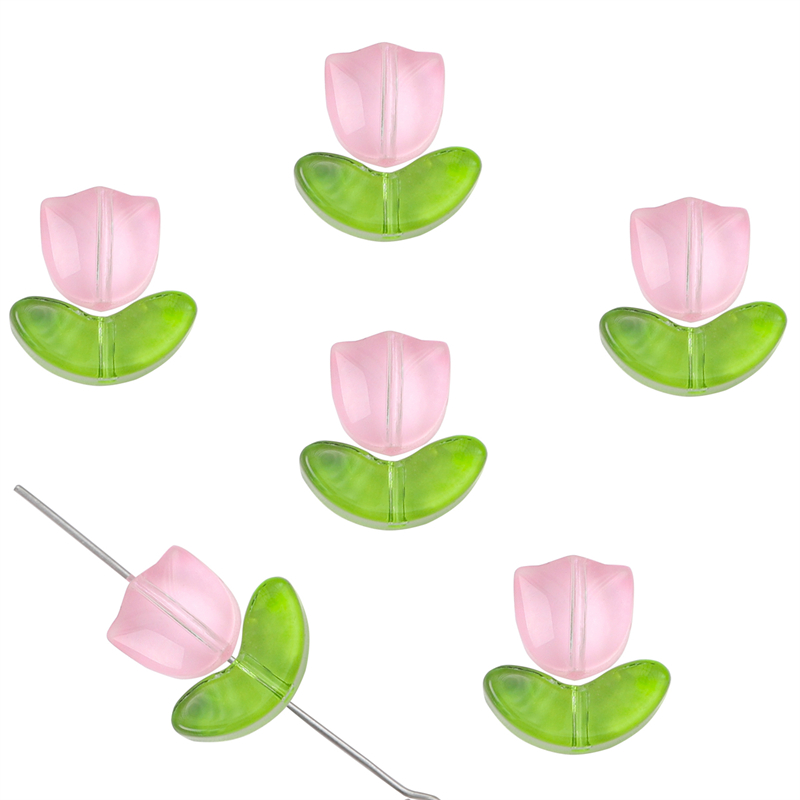 10/20 conjuntos artesanais de vidro colorido tulipa flor contas charme para brinco pulseira colar diy jóias artesanato fazendo acessórios: Preto