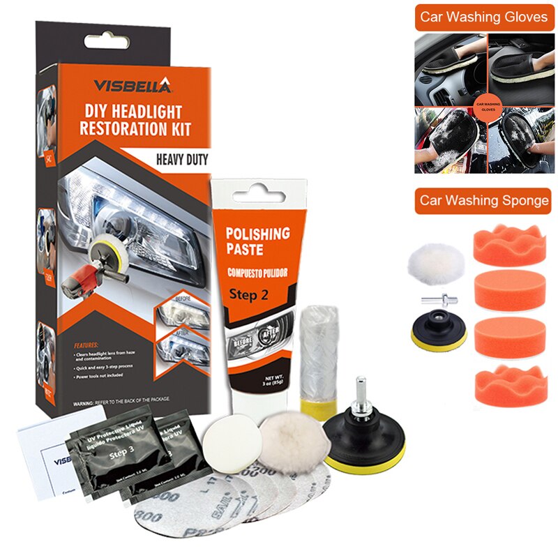 Auto Scheinwerfer Polierer Restaurator Polnischen Für Scheinwerfer Restaurierung Kit Washer Chemische Polieren Kit Wachs Für Auto Scheinwerfer: 12