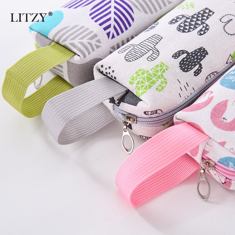 Black Canvas Pencil Case Cute Avocado Pencilcase for Cactus School Pencil Box Polar Bear Pencil Bag School Supplies Stationery