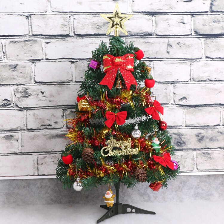 Mini christmas tree ornaments decor With LED Lights Small artificial decoration 60cm Year for kids home: No Led lights