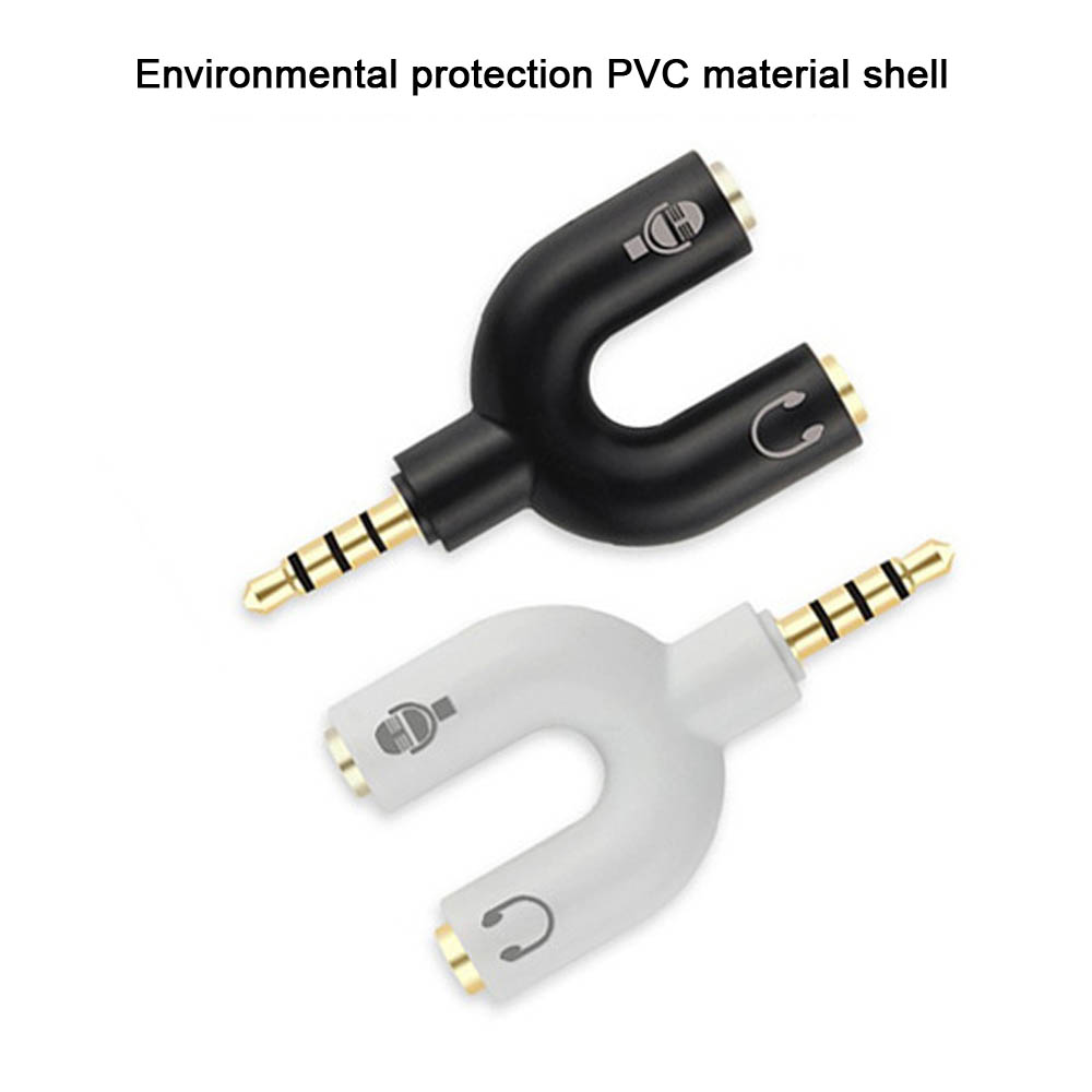 U-typadapter dubbelt 3.5 mm- jacksgränssnitt hörlurskontakt ljudkablar splitter mikrofon 2 -i- 1 -kontakt för xiaomi huawei  mp3/4