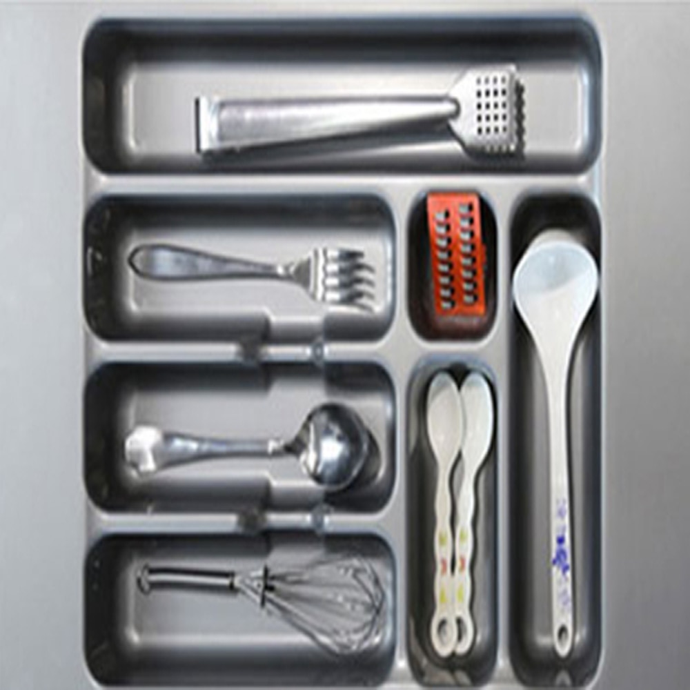 ABS Plastic Flatware Cutlery Trays Utensil Kitchen Storage Drawer Organizer Tray