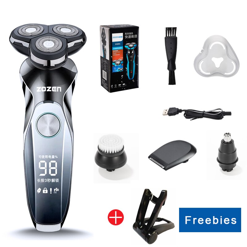 Electric Razor zozen Electric Shaver Rechargeable Shaving Machine for Men Beard Razor Wet-Dry Dual Use Water Proof Fast Charging: ZN3013-2