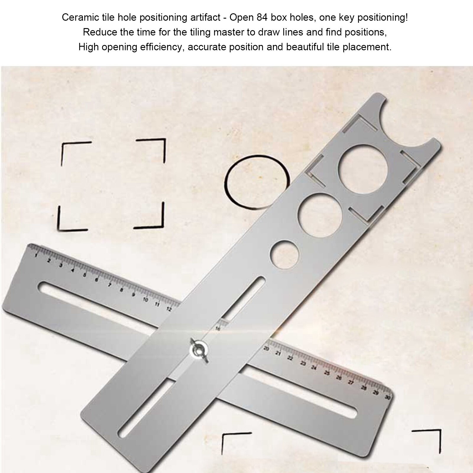 Ceramic Tile Hole Locator Stainless Steel Angle Ruler Finder Measuring Tiles Glass Fixed DIY Wood Tile Flooring Punch Tool