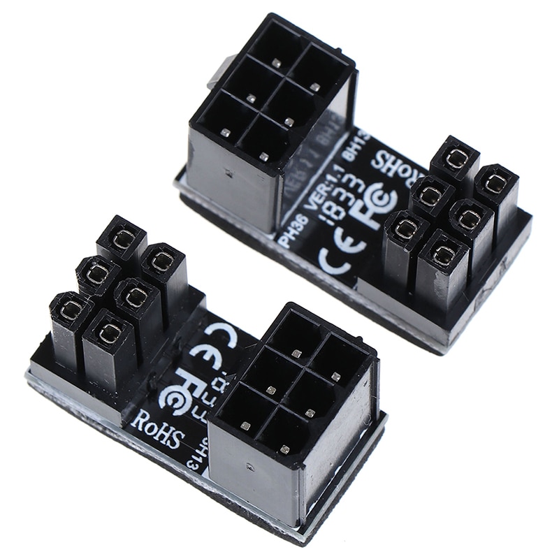 Graphics Card Power Supply Connector 6PIN Adapter 180Degree Turning
