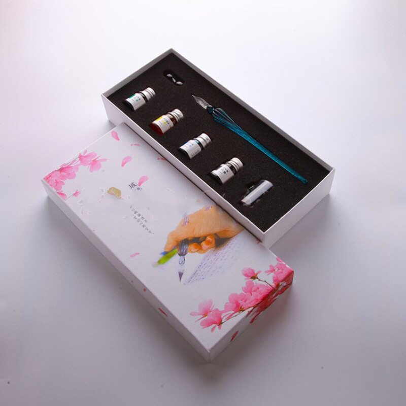 Vintage Handmade Glass Dip Signature Ink Fountain Pen Writing Tool Offices School Stationery With Box