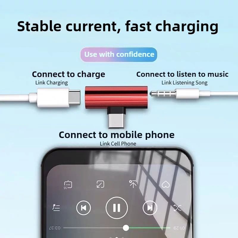 2 in1 typ c-adaptrar 3.5mm hörlursuttag samtidig laddning och lyssnande dubbla portar universell telefon kompatibel med bärbar dator