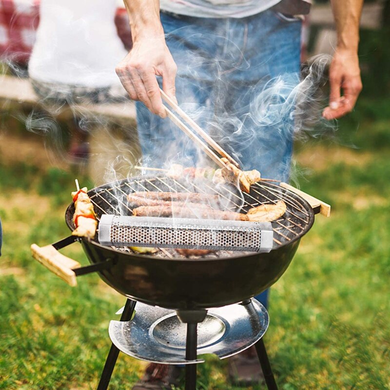 Stainless Steel Barbecue Wood Smoking Pellet Pipe Portable Fruit Wood Bacon Electric Gas Charcoal Smoker Set