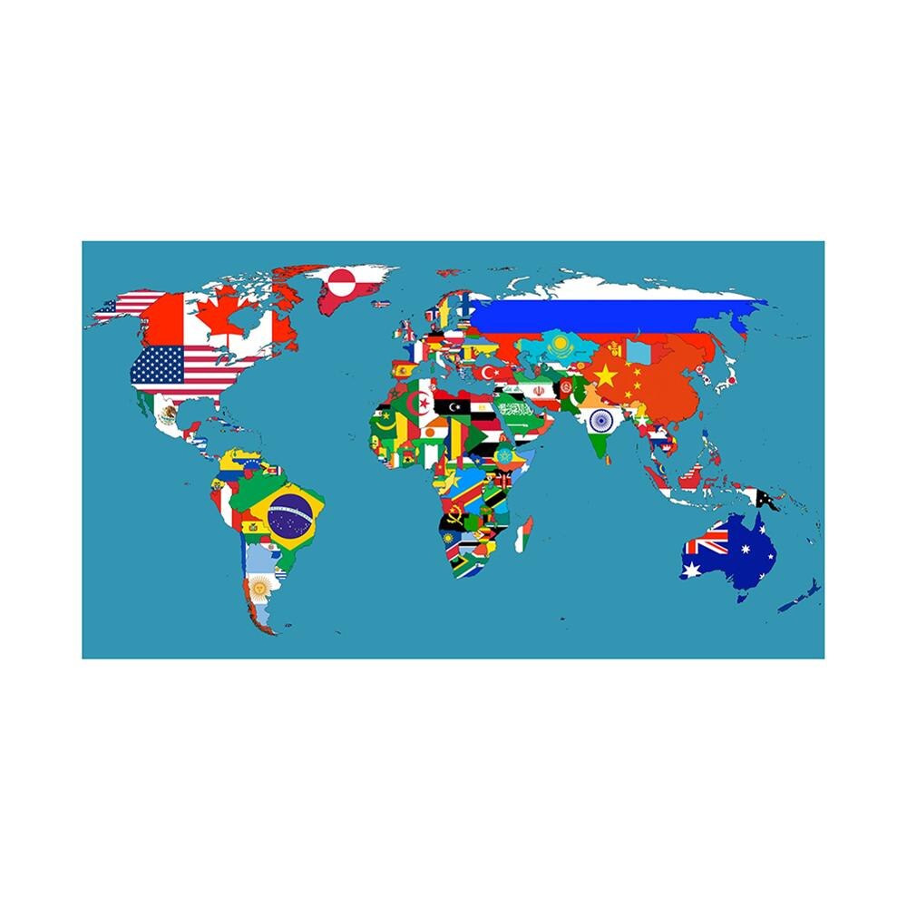 World Map Non-woven National Flags Pattern Map Poster 150x100cm Office Education Map For Wall Decor