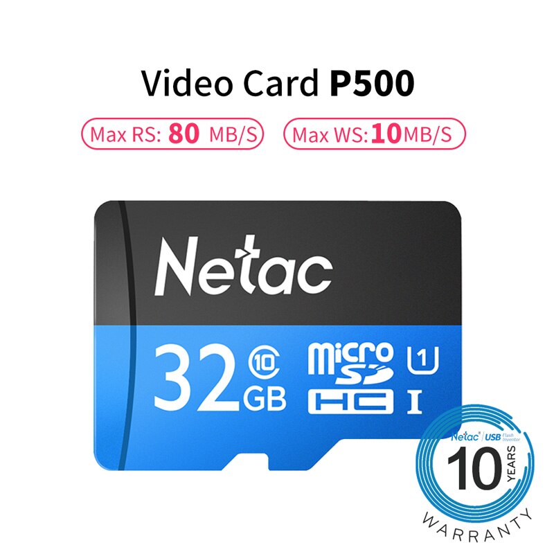 Netac Klasse 10 32Gb 64Gb Micro Sd-kaart Readspeed Tot 100 Mb/s Video Card 16Gb 128gb 256Gb Tf Flash Geheugenkaart Voor Telefoon Camera: 32GB U1 P500