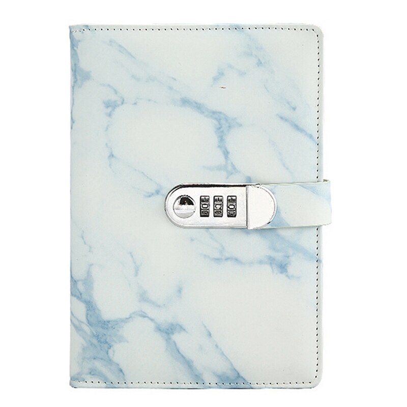 A5 Marble Texture Journal Writing Notebooks with Combination Lock Personal Travel Diary Office Notepad Agenda: Blue
