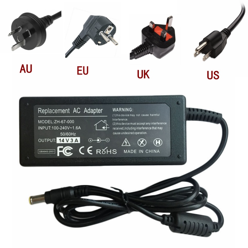 Xinkaite Ac/Dc Adapter 14V 3A Voeding Lader Voor Samsung Syncmaster S24D390HL S27D390H Led Lcd Monitor + ac Netsnoer