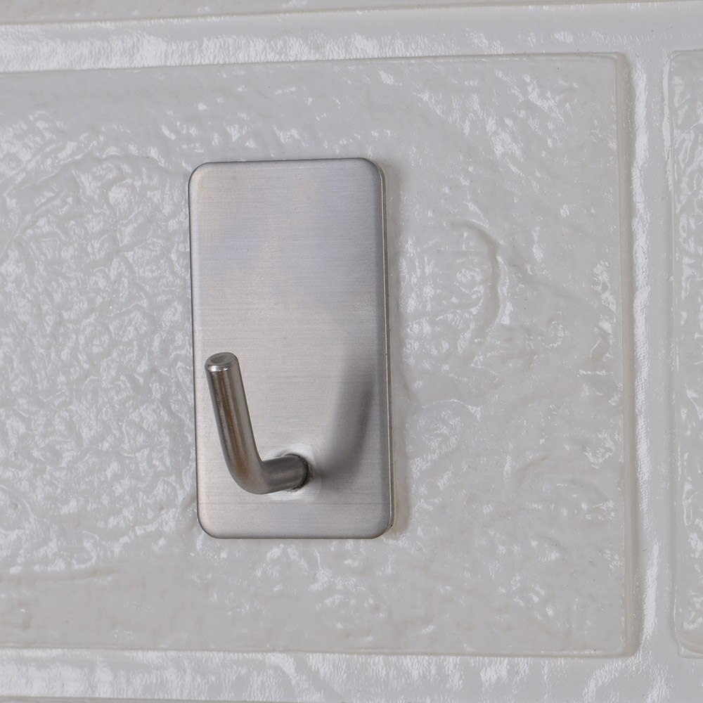 1pc selvklæbende rustfrit stål væg krog nøglepose bøjle klæbrig køkken hjem badeværelse opbevaring hængende holder vandtæt håndklæde