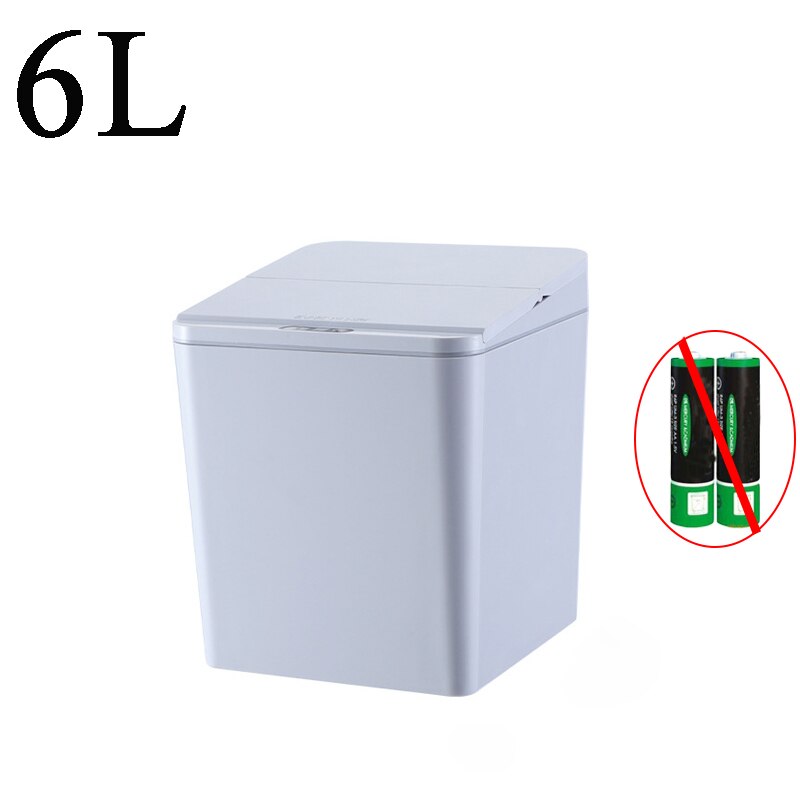 Intelligent Trash Bin Automatic Touchless Trash Can Intelligent Infrared Motion Sensor Garbage Cans Home Desktop Smart Dustbin: Gray 6L Battery