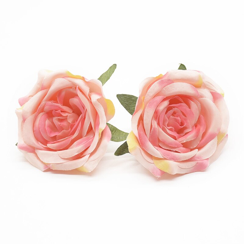 6 stk silkl blomster rose hoveder boligindretning tilbehør diy slik æske dekorative blomster kranse broche bryllup efterår dekor: 3
