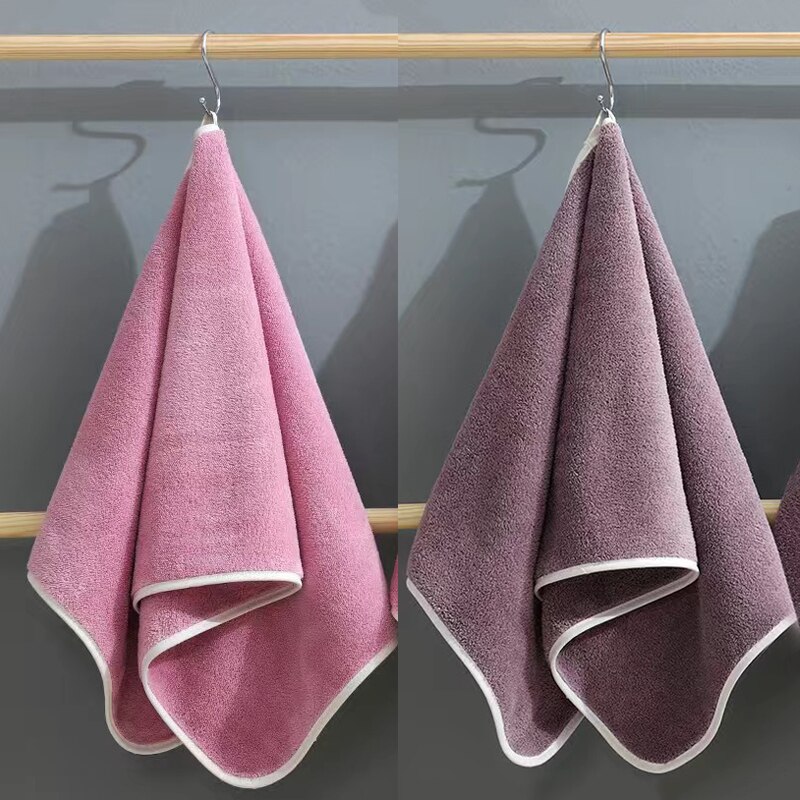 2 Pcs Soft Face Towels Pure Color Adult Face Towels High-density Coral Velvet Bathroom Bathing Absorbent Towel Bathroom Supply: Pink and Bean Paste