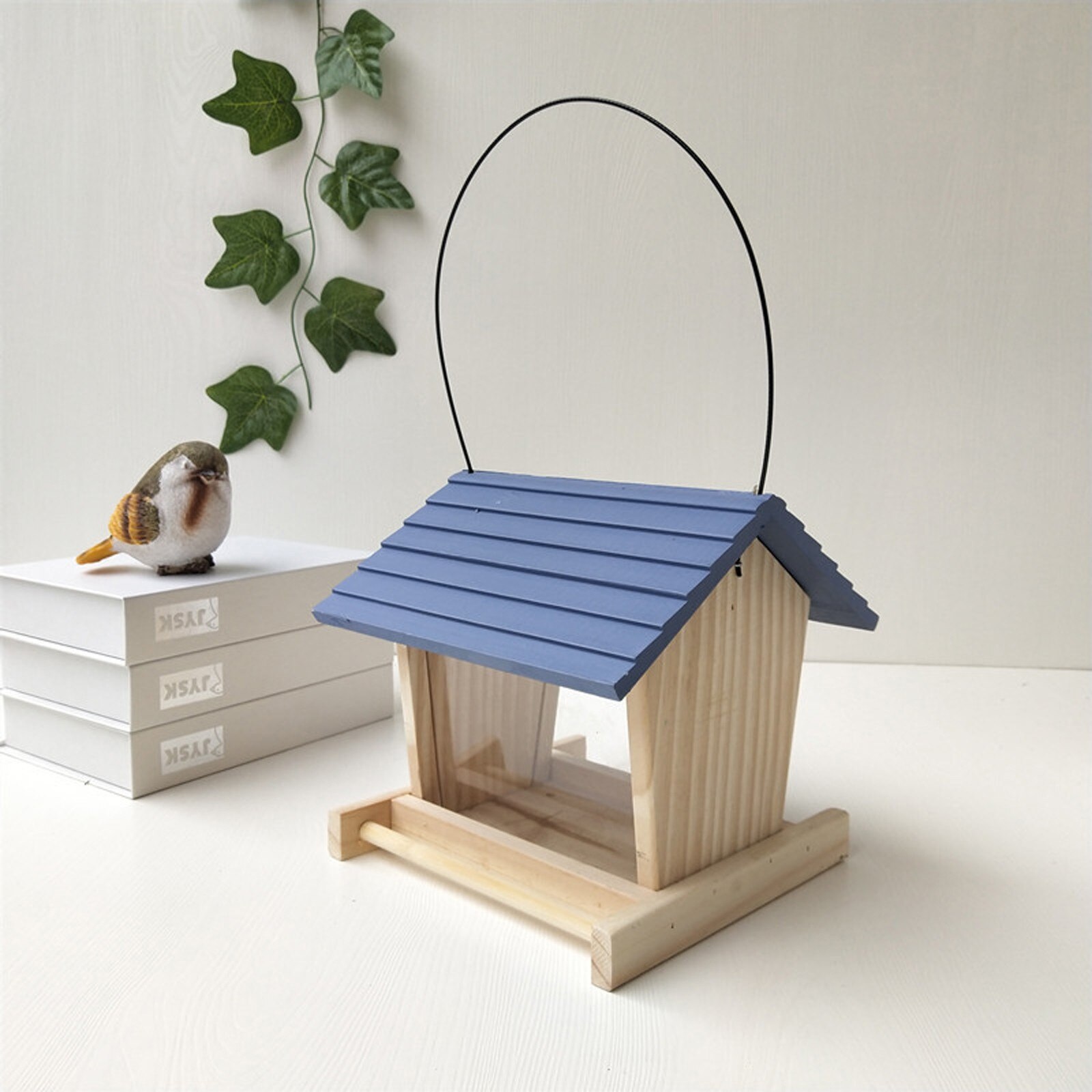 Wooden Bird Feeder Courtyard Villa Balcony Hanging Rainproof Bird Feeder