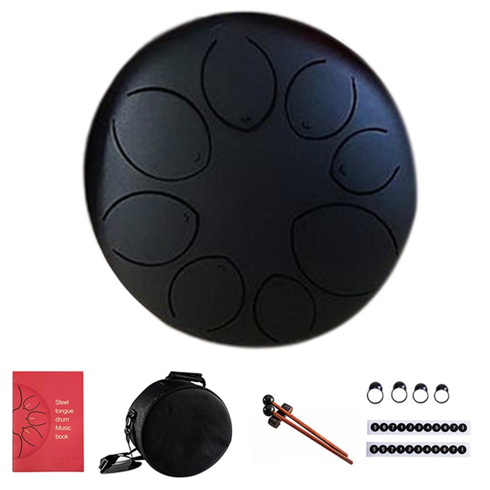 8 Inch 8 Notes Staal Tong Drum Musical Percussie Instrumenten Hand Pan Drum Drumsticks Handpan Yoga Drums Met Hamers Tas: Black