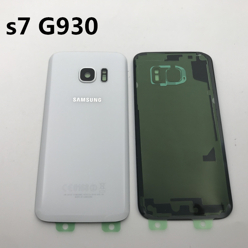 Samsung Galaxy S7 G930 S7 edge G935 cubierta trasera de la batería carcasa de la puerta + oído de la Cámara de cristal lente MARCO DE REPUESTO piezas de reparación: s7 white