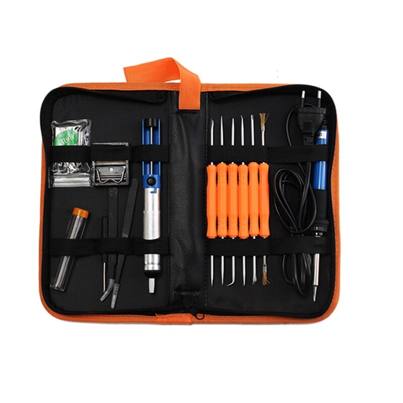 20Pcs Elektrische Soldeerbout Lassen Tool Kit 110V 60W Controle Lassen Station Tip Case: EU Plug