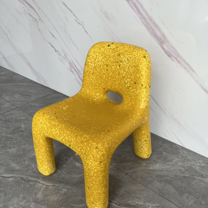 Sillas de plástico ecológicas nórdicas para exteriores, banco pequeño con respaldo de , muebles de sala de estar, tocador, Taburetes: Deep Purple