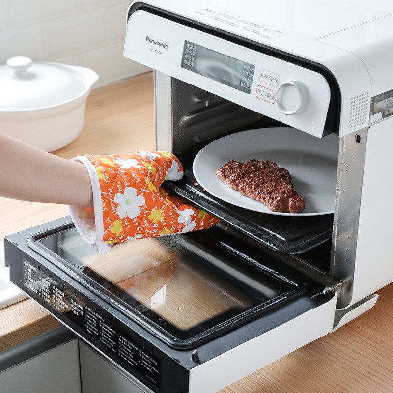 1 stk mprintede mikroovnsisoleringshandsker køkkenbagning specialhandsker ovnhandsker varmebestandige grydelapper til grill