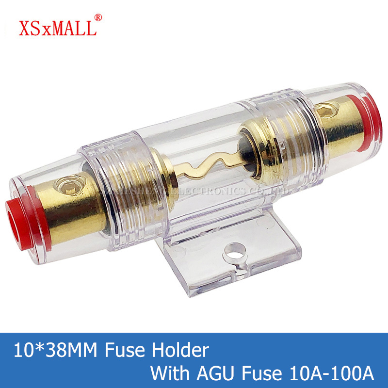 1 ensemble 30A 40A 50A 60A 70A 80A 100A AGU 10*38MM fusible et support voiture Audio Refit porte-fusible voiture stéréo Audio disjoncteur en ligne